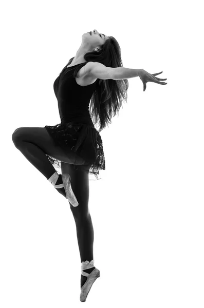 Silhouette of beautiful female ballet dancer — Stock Photo, Image