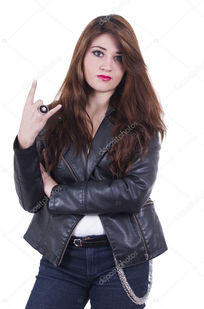 Beautiful young rock girl posing — Stock Photo © pxhidalgo #50771515