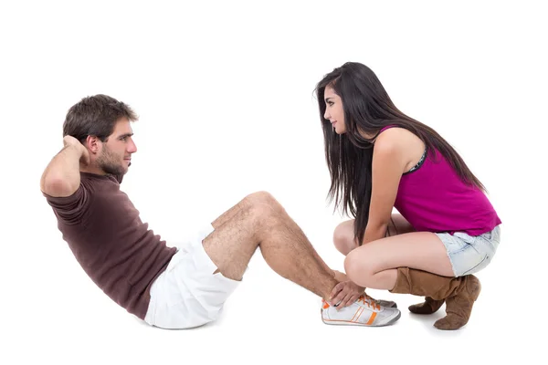 Attractive couple excercising — Stock Photo, Image