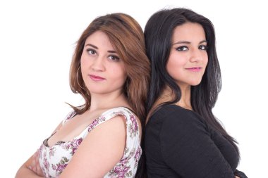 iki güzel genç kız poz