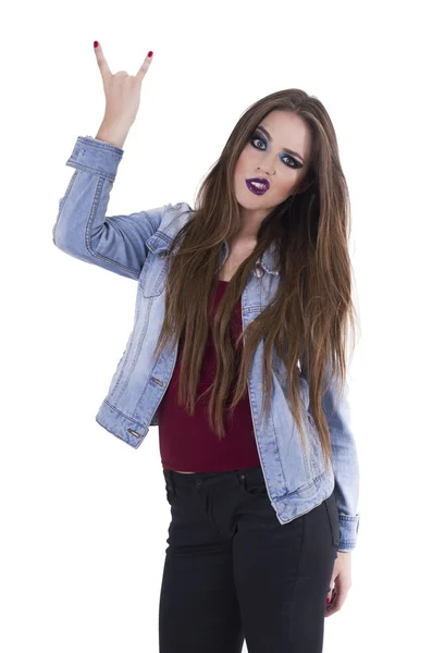 Hermosa adolescente rubia punk chica de moda —  Fotos de Stock