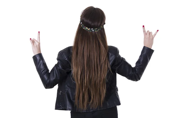 Linda jovem hippie roqueiro funky menina da moda — Fotografia de Stock