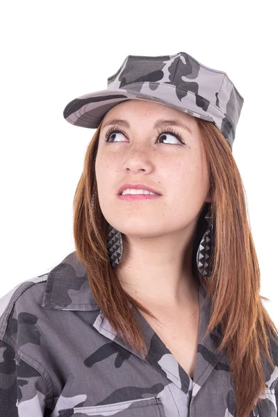 Happy military young girl — Stock Photo, Image
