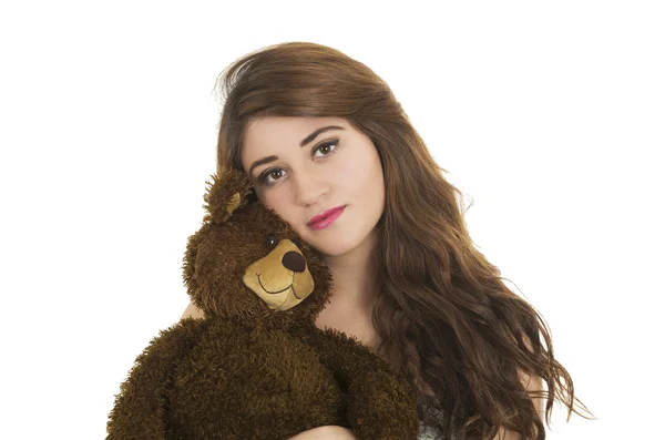 Chica joven con oso de peluche — Foto de Stock