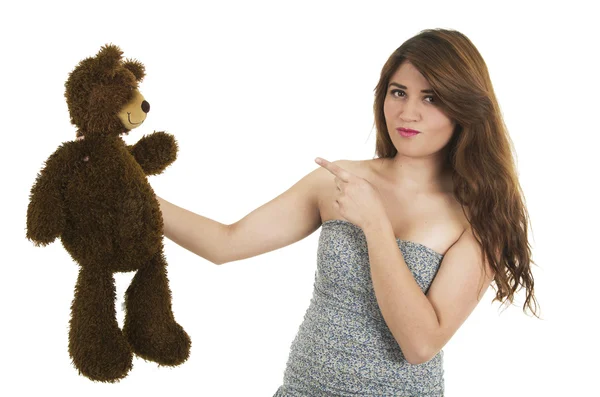 Young girl with teddy bear — Stock Photo, Image