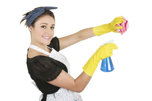 Young pretty housewife cleaning — Stock Photo, Image