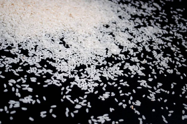 Texture Scattered Rice Black Background — Stock Photo, Image
