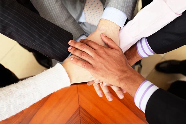 Image of business hands on top of each other — Stock Photo, Image