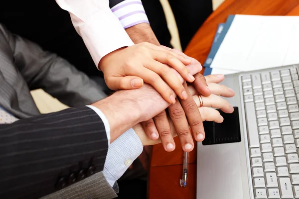 Image of business hands on top of each other. — Stock Photo, Image