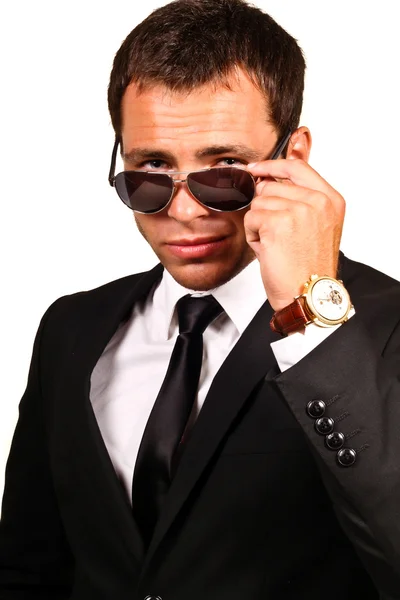 Young confident businessman over white — Stock Photo, Image