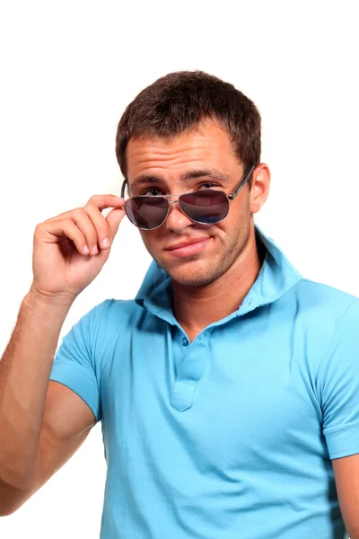 Young handsome man over white — Stock Photo, Image