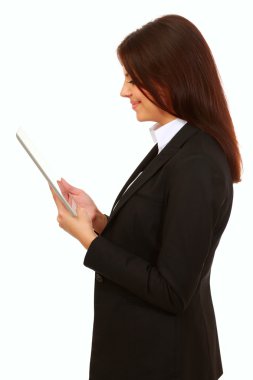 mutlu işkadını elektronik tablet kullanma