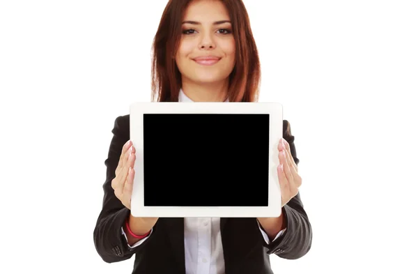 Businesswoman holding electronic tablet — Stock Photo, Image