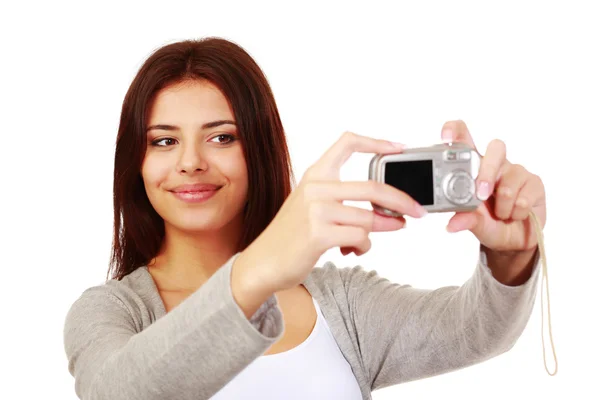 Woman making self-portrait — Stock Photo, Image