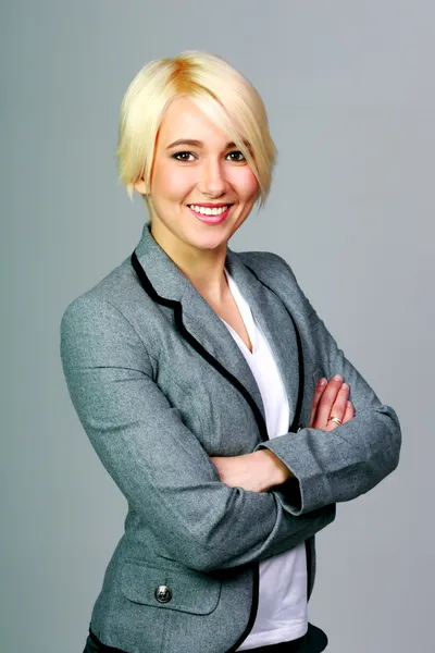 Šťastné blond podnikatelka — Stock fotografie