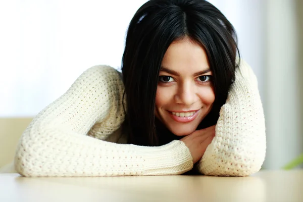 Smiling beautiful woman at home Stock Photo