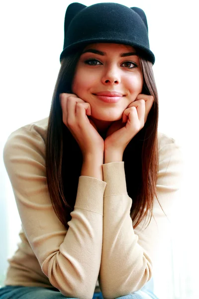 Woman in cute hat — Stock Photo, Image