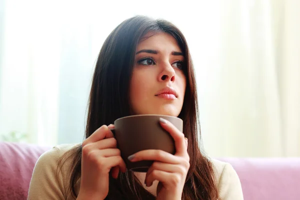 Woman with cup of coffee — Stock Photo, Image