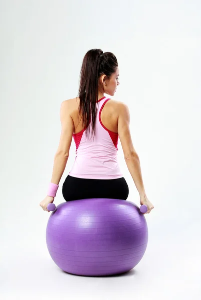 Woman with dumbbells — Stock Photo, Image