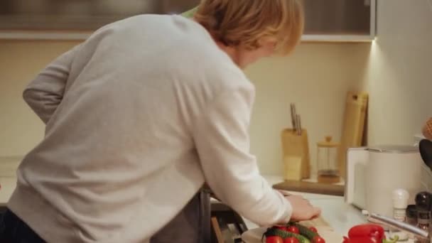Positief Gay Paar Koken Keuken — Stockvideo