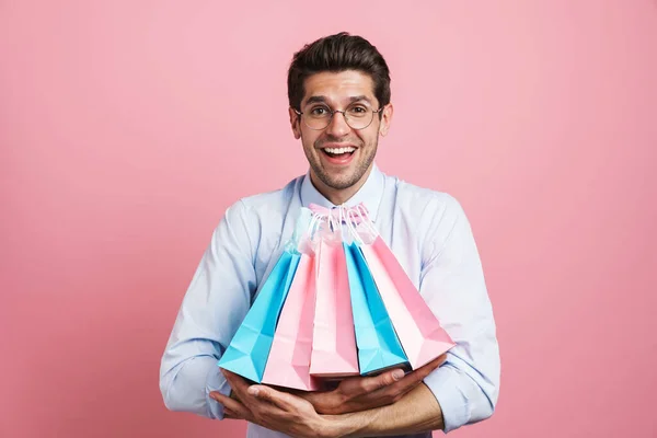 Young White Man Wearing Bow Tie Smiling While Posing Shopping — Stock Photo, Image