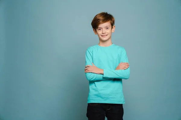 Ginger White Boy Wearing Long Sleeve Smiling Looking Camera Isolated — Foto de Stock
