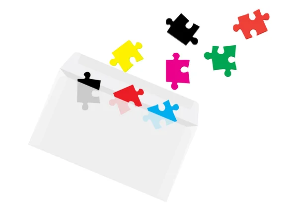 Puzzles dans le concept d'enveloppe — Image vectorielle