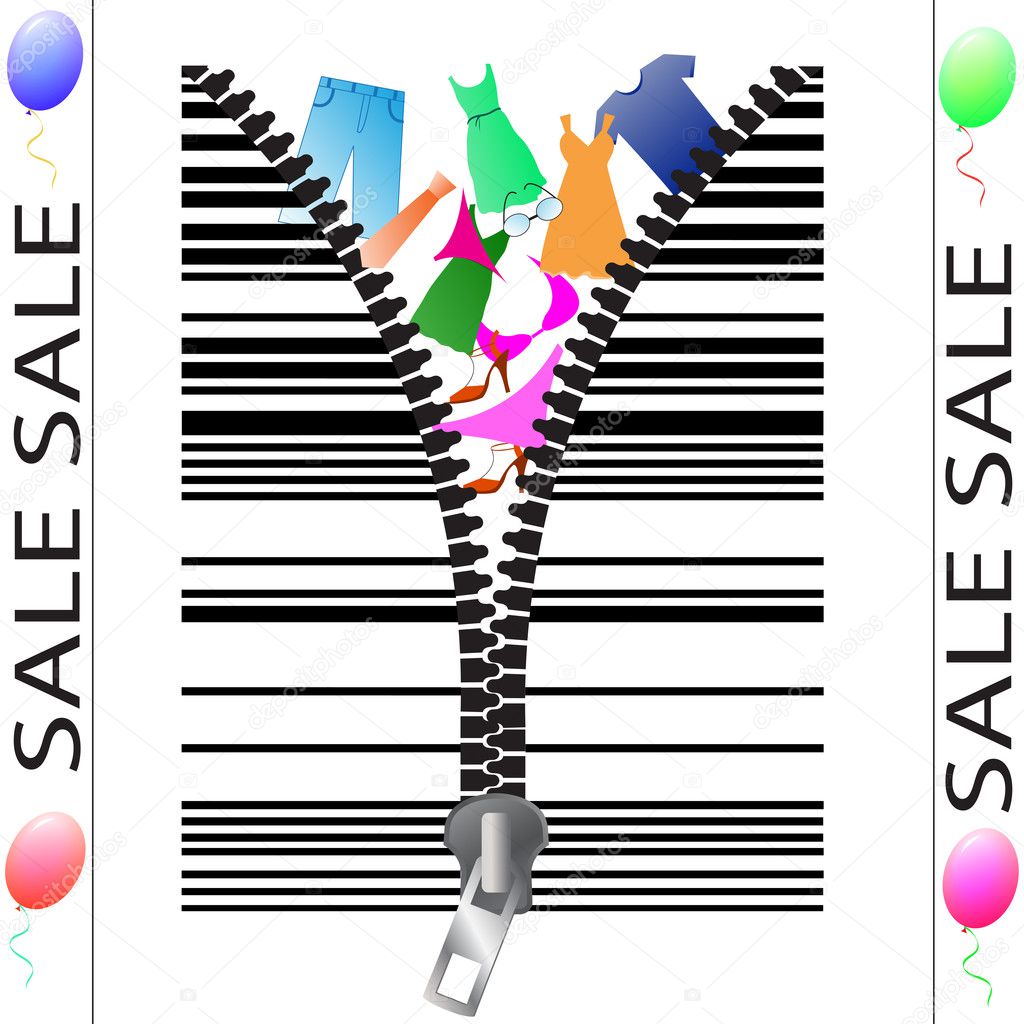 Barcode looks like a zipper with goods.