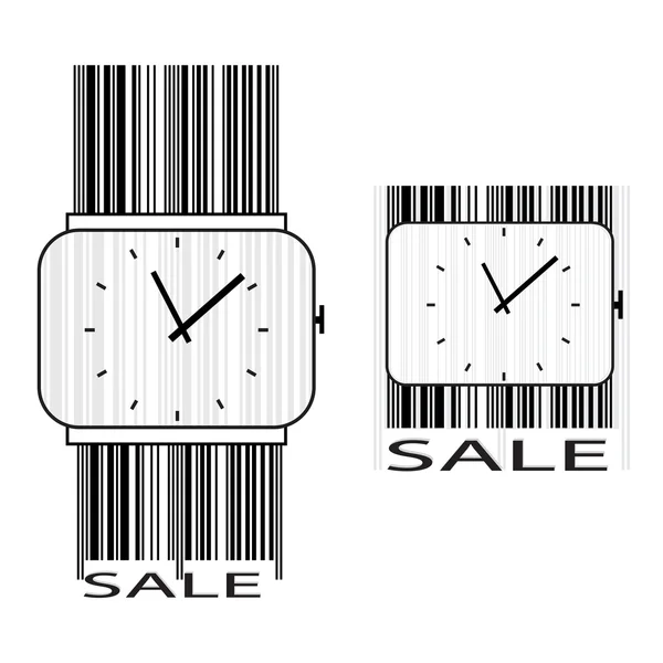 Sale label stylized as a clock and barcode. — Stock Vector