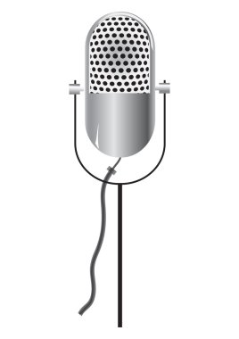 vektör retro mikrofon simgenin üzerine beyaz izole