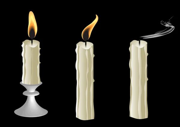 Kerzen auf schwarzem Hintergrund. — Stockvektor