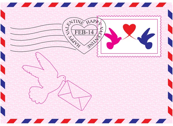 Envelop voor dag van de Valentijnskaart — Stockvector