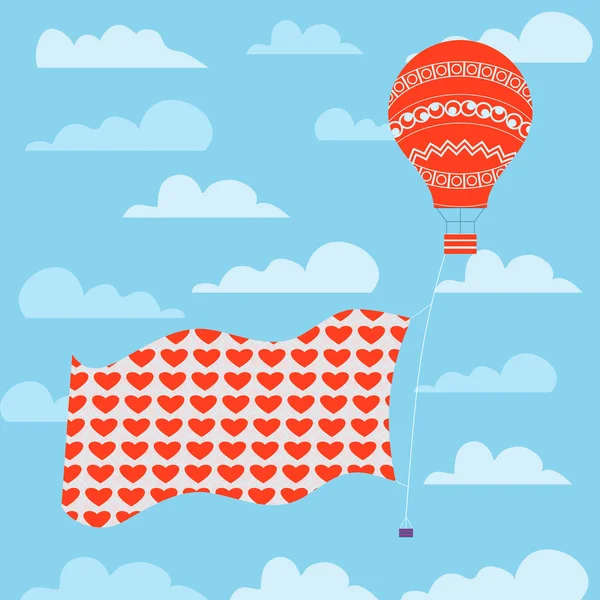 Ballon und Banner in den Himmel — Stockvektor