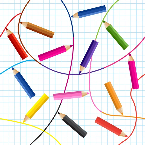 Crayons et lignes colorées — Image vectorielle