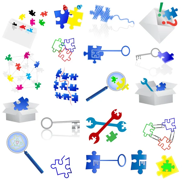 Puzzel icons set — Stockvector