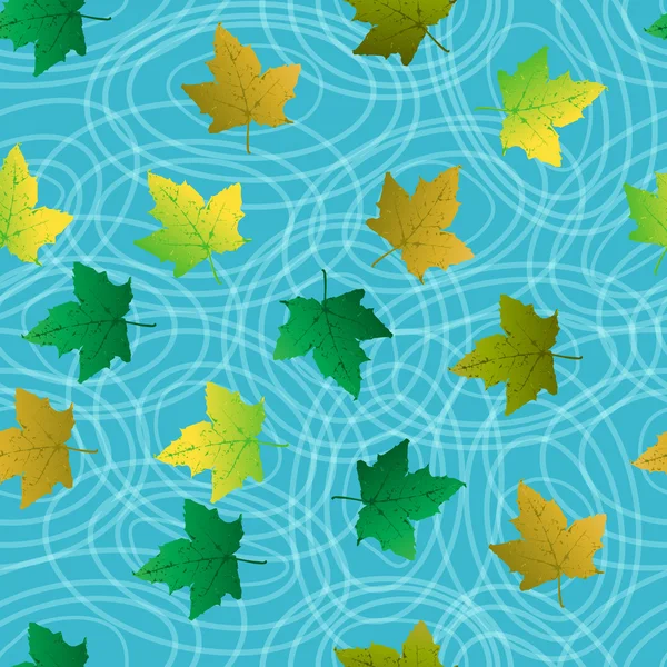 Τα φύλλα, κύκλους, δέντρο και μπλε νερό — Διανυσματικό Αρχείο