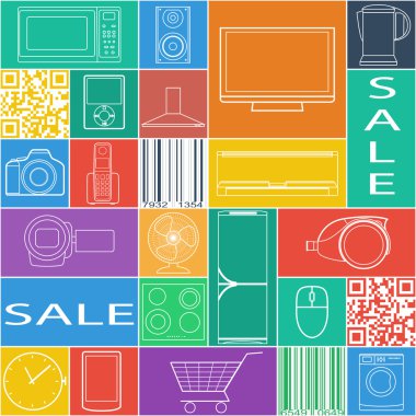 Ürünler simgeleri, Satılık etikel ile Seamless Modeli.