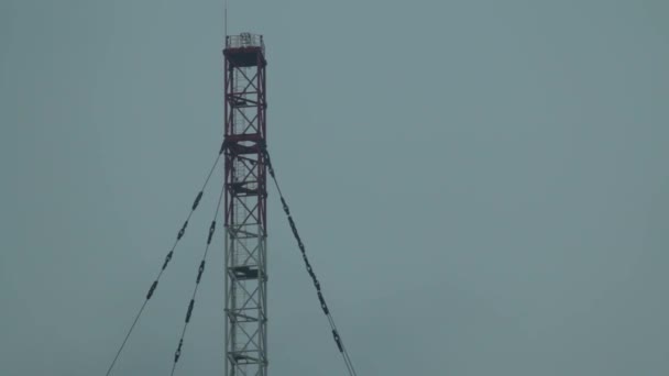 Top Cell Tower Fog Clouds — Vídeos de Stock