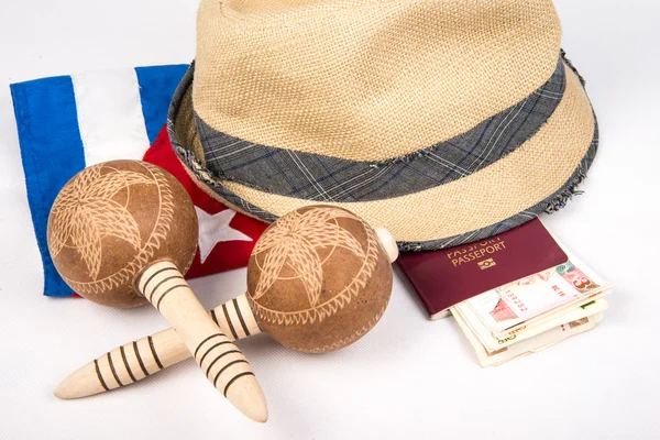 Cuban cigar and hat — Stock Photo, Image