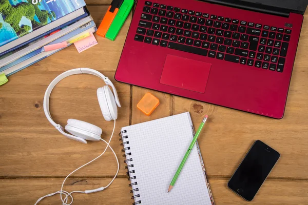 View from top of desk workspace — Stock Photo, Image