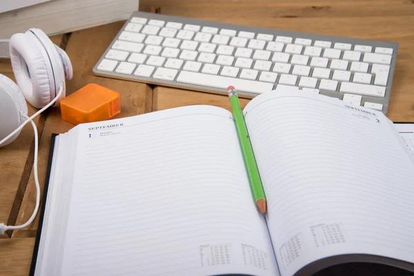 View from top of desk workspace — Stock Photo, Image