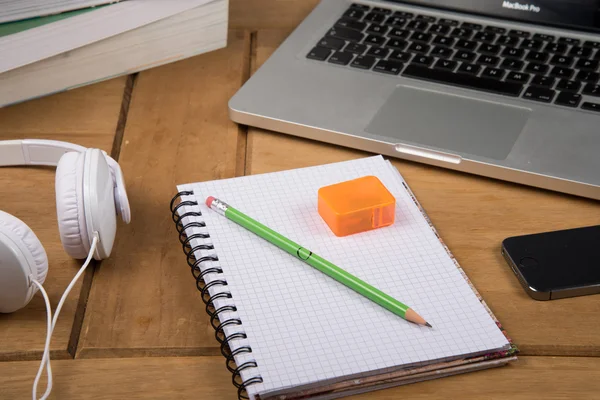 View from top of desk workspace — Stock Photo, Image