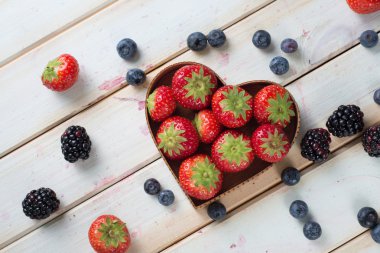 taze çilek ve yaban mersini hearth şekil sepeti kiti