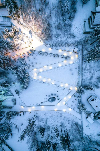 Winter Fairtale Garden Snow Evening — Stock Photo, Image