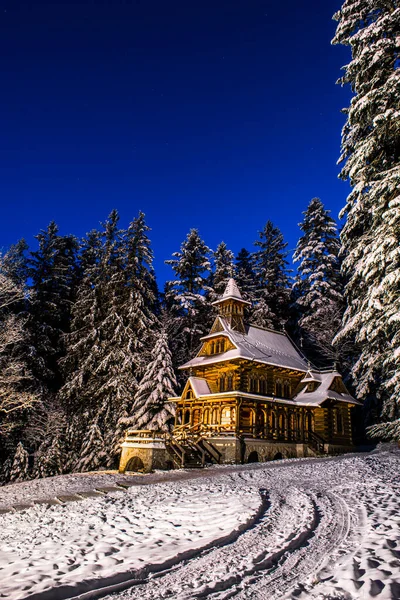 Jaszczurowka Chapel Zakopane Poland Winter Scenery — Stok fotoğraf