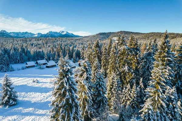 Highlander Wooden Cabins Tatras Mountains Winter — Fotografia de Stock