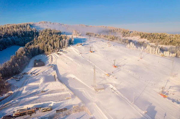 Drone View Ski Slope Kotelnica Zakopane Poland Cold Sunny Winter — Stockfoto
