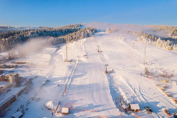 Ski Slope Ans Ski Resort Bania Poland Tatras Drone View — Stockfoto