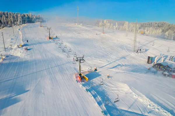 Drone View Ski Slope Resort Kotlenica Bania Sunny Winter Day — Stockfoto