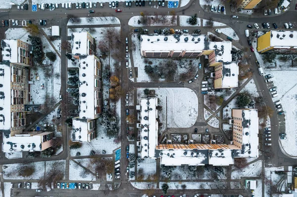 Residential Buldings Tarnow Winter Drone Aerial View Top — Stockfoto